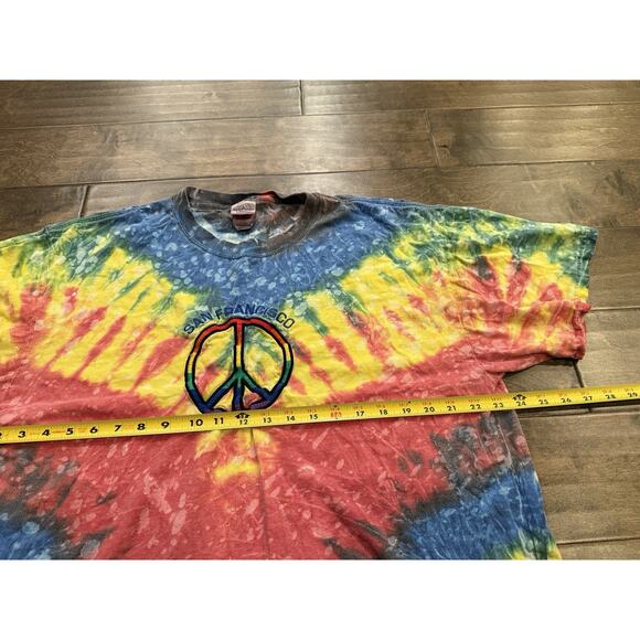 Vintage Delta Mens San Francisco Peace Sign Tie Dye Short Sleeve T-Shirt XL USA - Picture 7 of 7